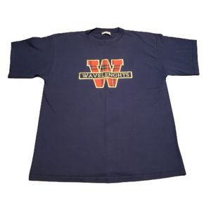 Wavelengths Misspelled Embroidered T-Shirt Vintage Navy Blue Men's 2XL Pre-owned